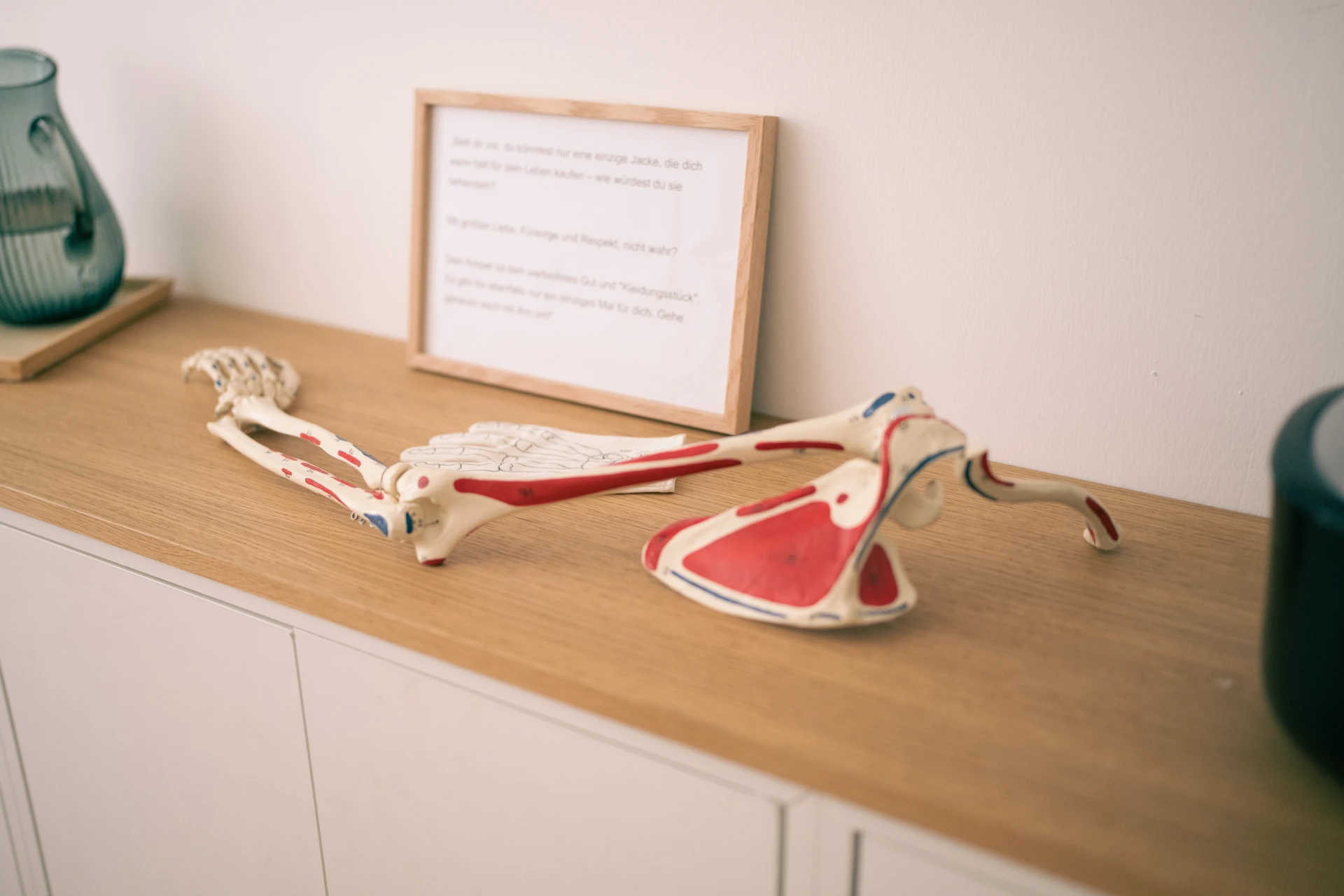 Praxis in der Grünen Gasse für Ergotherapie und Handtherapie in Graz mit Modell der Hand und Praxisdetails - Kristina Wagner